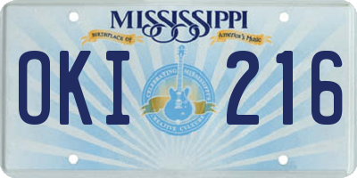 MS license plate OKI216