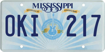 MS license plate OKI217