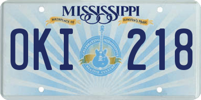 MS license plate OKI218