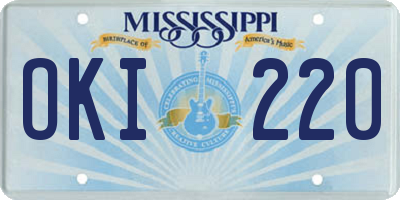 MS license plate OKI220