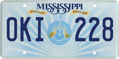 MS license plate OKI228