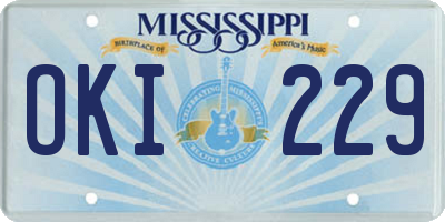 MS license plate OKI229