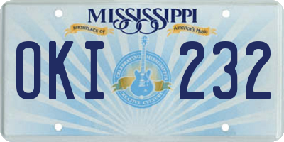 MS license plate OKI232