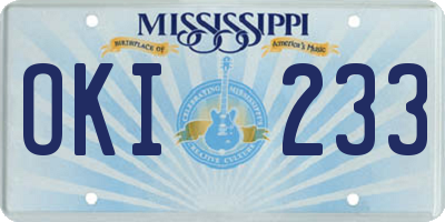 MS license plate OKI233