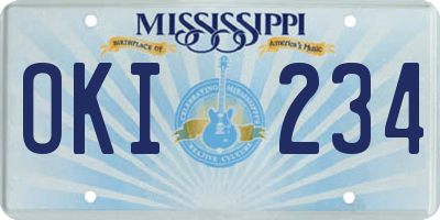 MS license plate OKI234