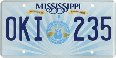 MS license plate OKI235