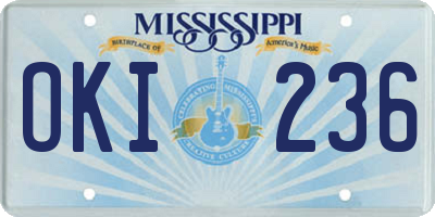 MS license plate OKI236