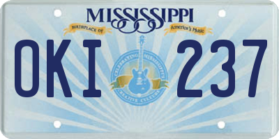 MS license plate OKI237