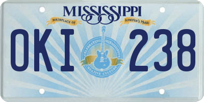 MS license plate OKI238