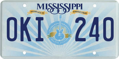 MS license plate OKI240