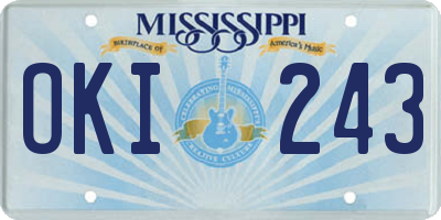 MS license plate OKI243