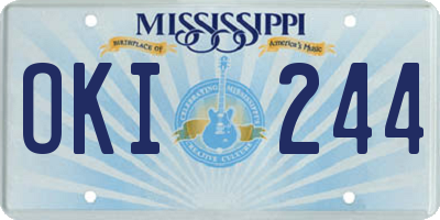 MS license plate OKI244