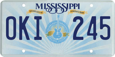 MS license plate OKI245