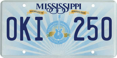 MS license plate OKI250