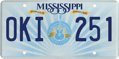 MS license plate OKI251