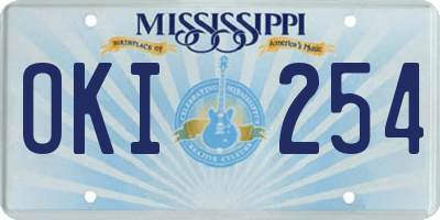 MS license plate OKI254