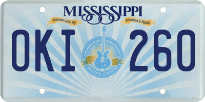 MS license plate OKI260