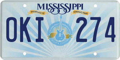 MS license plate OKI274