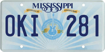 MS license plate OKI281