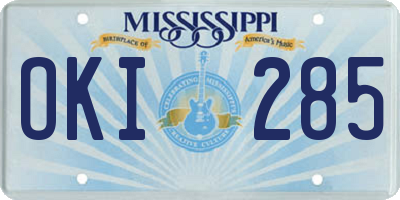 MS license plate OKI285