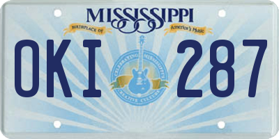 MS license plate OKI287