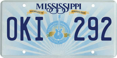 MS license plate OKI292