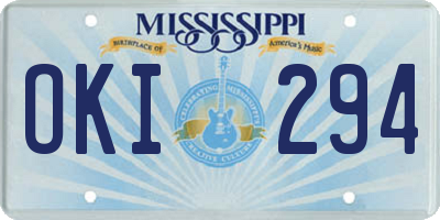 MS license plate OKI294