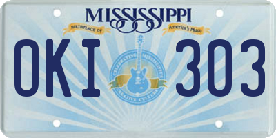 MS license plate OKI303