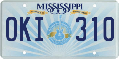 MS license plate OKI310