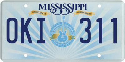 MS license plate OKI311