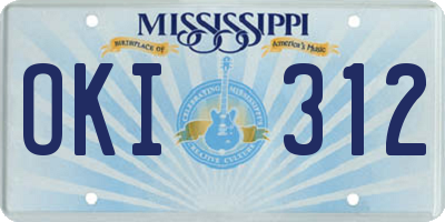 MS license plate OKI312
