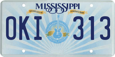 MS license plate OKI313