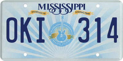 MS license plate OKI314
