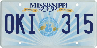 MS license plate OKI315
