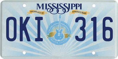 MS license plate OKI316
