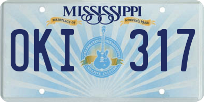 MS license plate OKI317