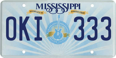 MS license plate OKI333