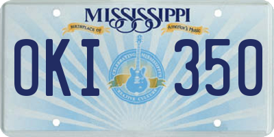 MS license plate OKI350