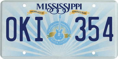 MS license plate OKI354