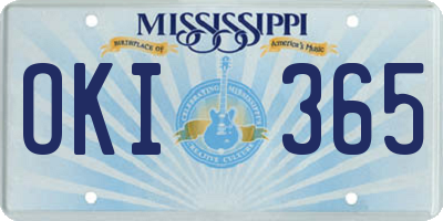 MS license plate OKI365