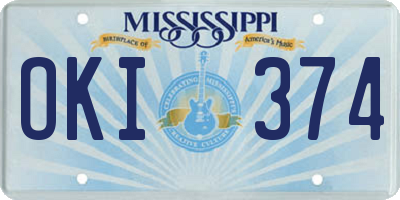 MS license plate OKI374