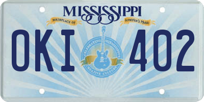 MS license plate OKI402
