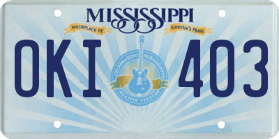 MS license plate OKI403