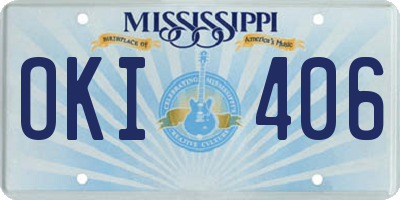 MS license plate OKI406