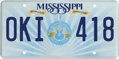 MS license plate OKI418