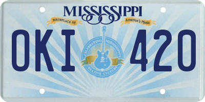 MS license plate OKI420