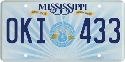 MS license plate OKI433