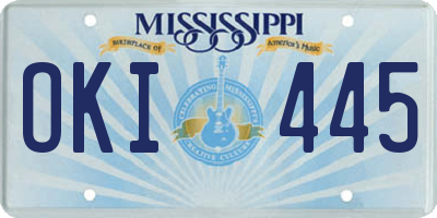 MS license plate OKI445