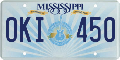 MS license plate OKI450