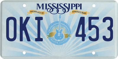 MS license plate OKI453